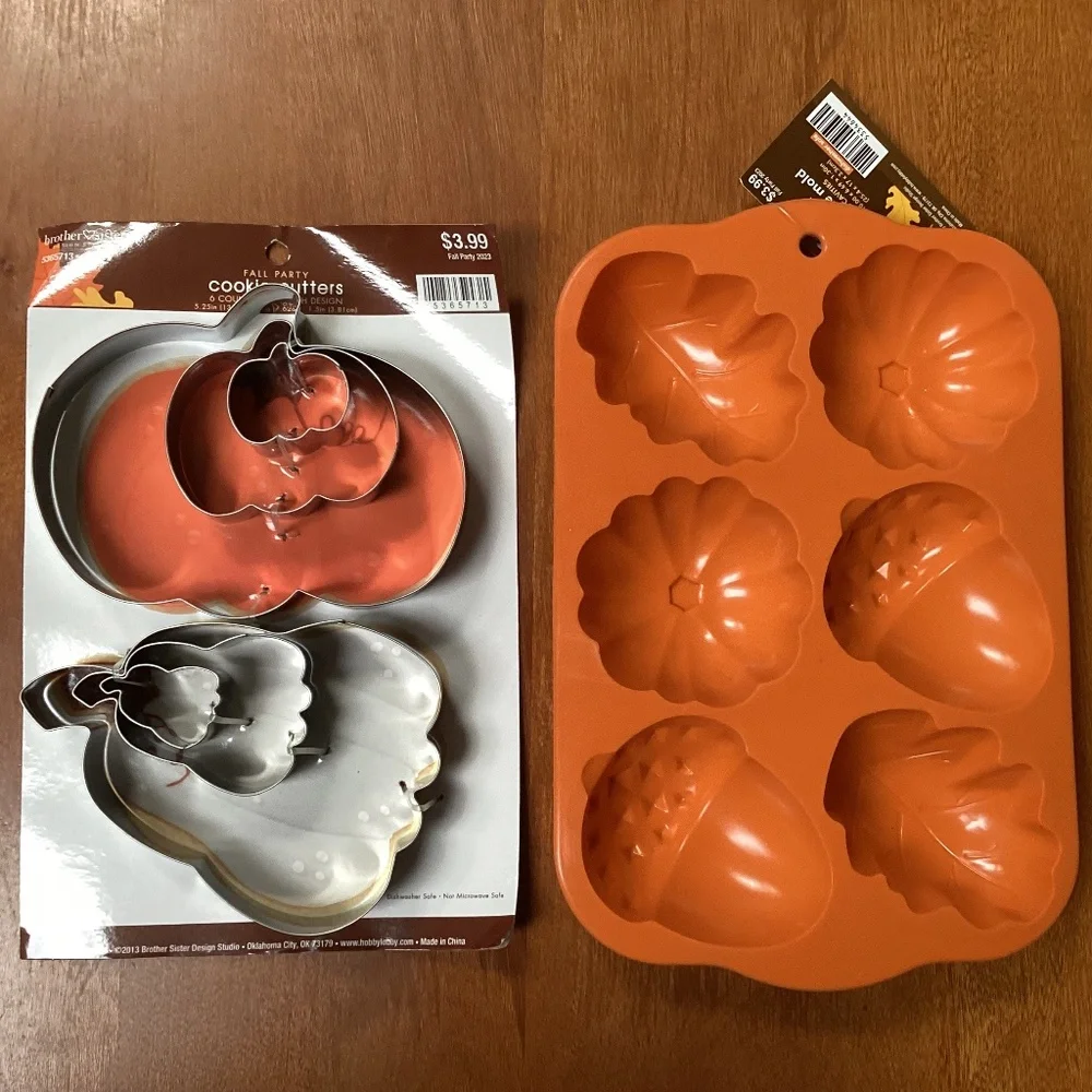 Fall Party Cookie Cutters and Silicone Mold New  2 packs